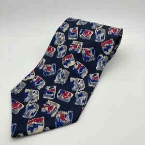 Brandini Mens Tie Silk‎ Necktie Multi Color Blue Red Abstract Classic